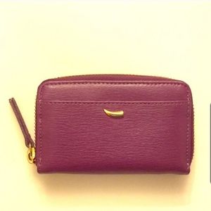Coin Purse and Card Case Purple Leather Wallet